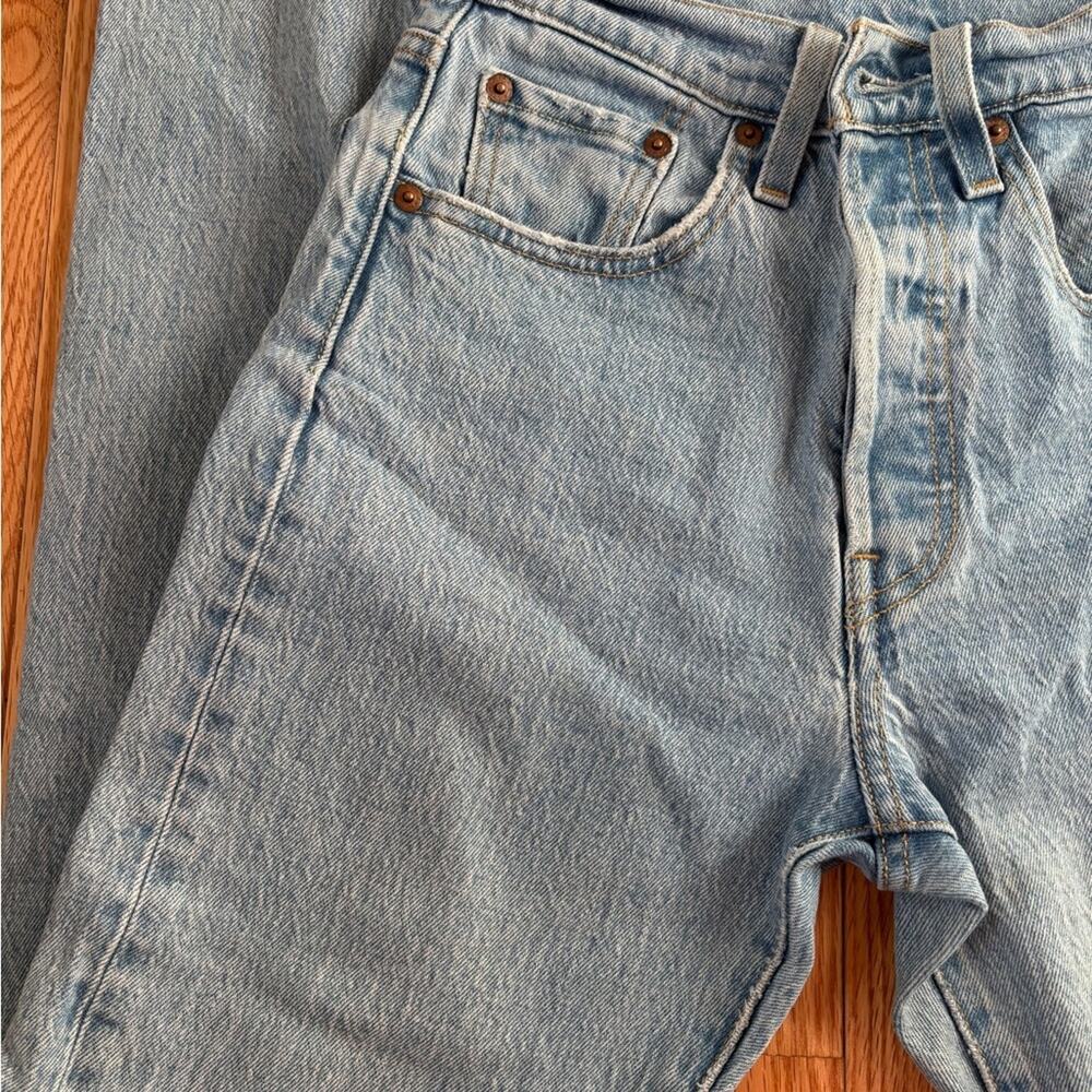 Women's Light Blue Straight Leg Jeans - Picture 2 of 11